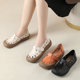 Soft cowhide spring and summer genuine leather bag-toe flat sandals new retro comfortable large size 41 women's shoes breathable hole shoes 42