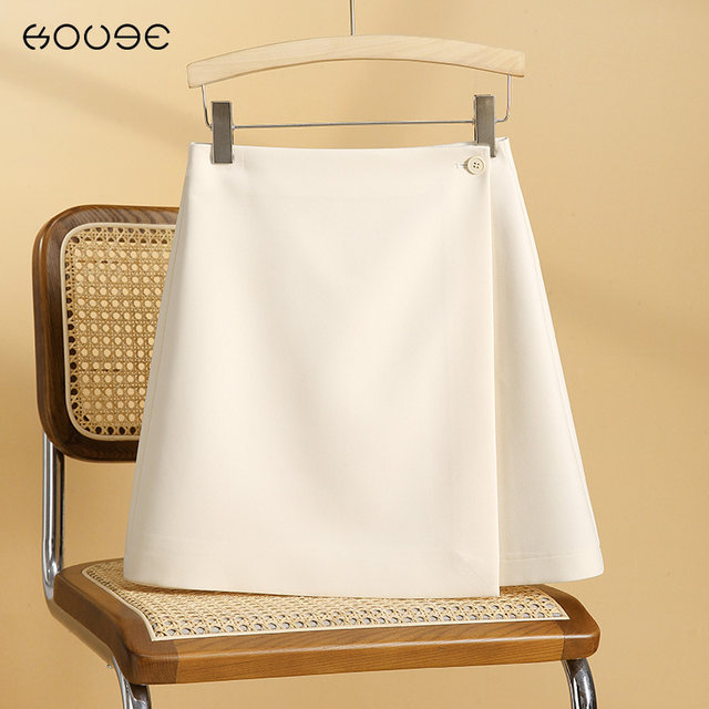 Suit short skirt for women in spring and summer 2025 new high-waisted a-line skirt, small slim beige skirt short