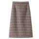Retro plaid skirt for women mid-length spring and autumn 2025 new high-waist straight skirt for plaid slit hip-pack skirt