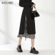 Spliced ​​plaid skirt for women in spring and autumn 2025 new high-waist strap mid-length chessboard plaid a-line skirt