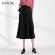 Black knitted skirt mid-length skirt for women in autumn and winter 2024 new A-line tie-fitting high-waisted pleated skirt umbrella skirt