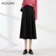Black knitted skirt for women in autumn and winter 2024 new pleated skirt mid-length high-waisted a-line tie-fitting umbrella skirt