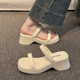 2025 new summer style French square-toe thick-heeled high-heeled shoes fashionable outer wear open-toe sandals thick-soled sandals