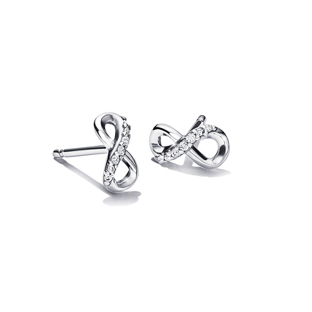 Pandora Pandora sparkling eternity symbol earrings Möbius ring classic versatile silver
