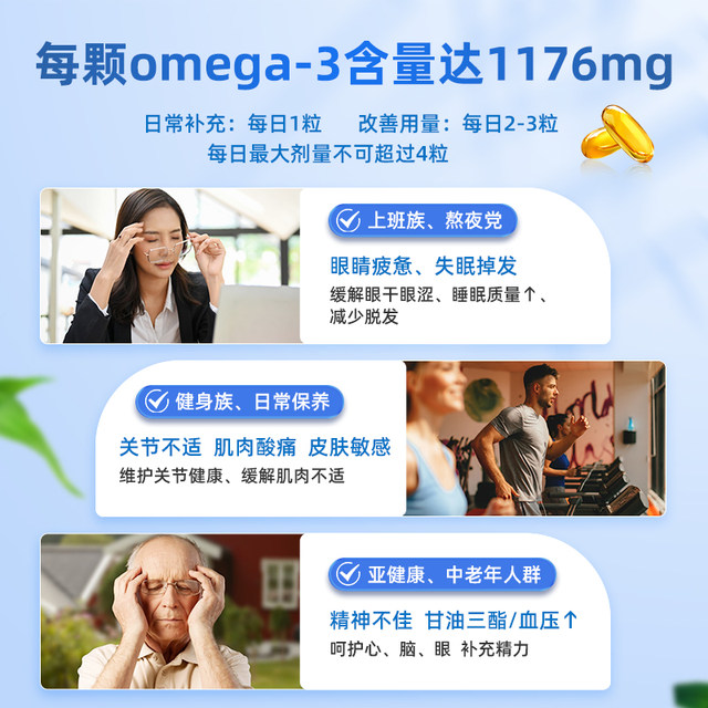 Golden Caesar Deep Sea Fish Oil Soft Capsules 95% High Purity Omega3 Omega Adults Middle-aged and Elderly*6 Boxes