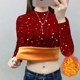 Warm T-shirt for women plus velvet thickened base shirt for women in winter velvet new style polka dot top for mothers
