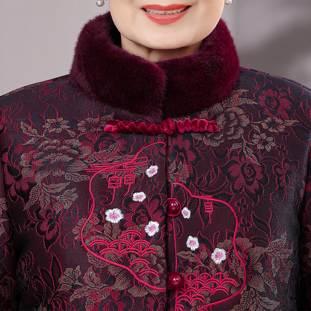 Elderly people's cotton-padded clothes, female mothers' winter coats, Chinese-style plate buckles, 70-year-old and 80-year-old ladies' cotton-padded clothes, warm grandma's cotton-padded jackets