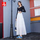 2025 spring and summer new white spliced ​​cake skirt for women, small slim and versatile high-waisted A-line midi skirt
