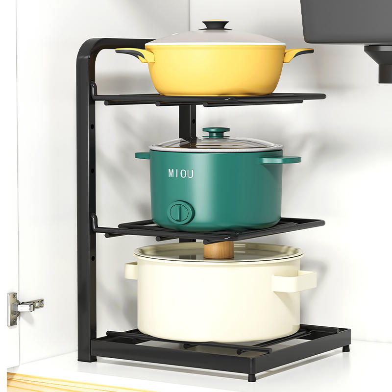 厨房置物架锅架水槽下拐角锅子收纳架柜内锅碗瓢盆储物架炒锅架子