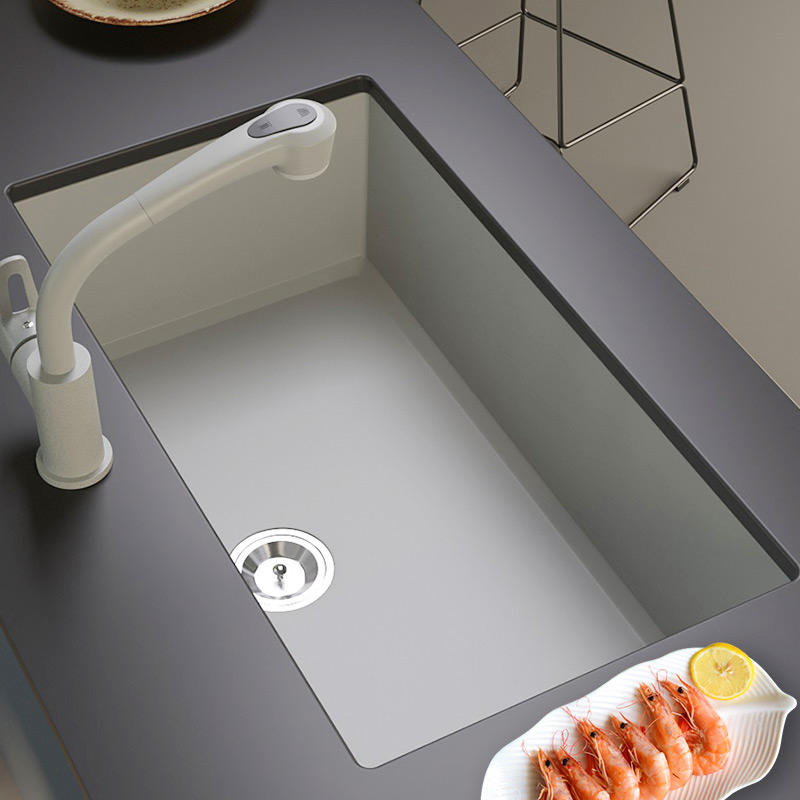 德国迈锐博厨房石英石水槽灰色大单槽洗菜盆花岗岩台下盆水池570