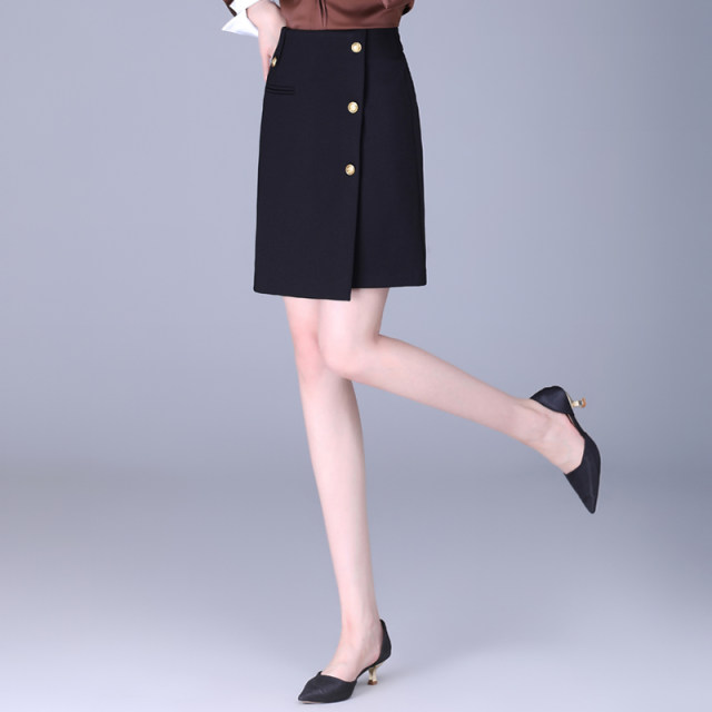 Women's 2025 Spring New High Waist Slim Black Asymmetrical A-line Skirt Short Skirt Fashion Hip Skirt