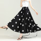 Printed chiffon large hem skirt long skirt for women 2025 summer new high-waist slimming A-line elastic waist skirt
