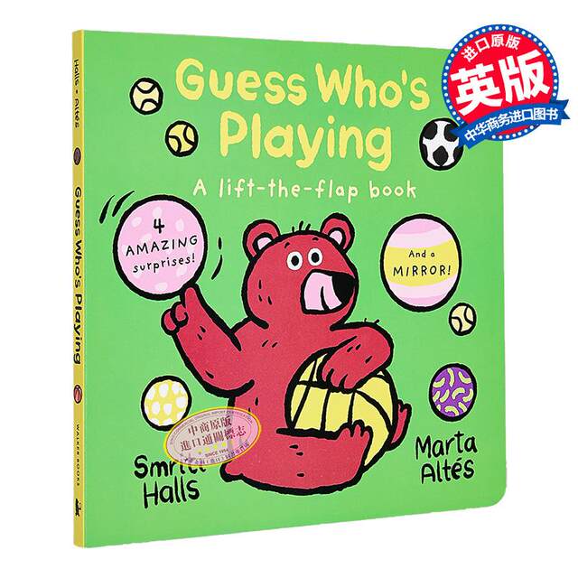 Who is playing Marta Altes Guess Whos Playing Original English Cardboard Book Parent-child Interactive Picture Book Flip Book Imported Low-Child Children's Book Flip Book Dayin
