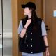 Hat hooded women's vest short autumn new version 2024 Korean version retro loose little man, shoulder, shoulders wear horse clip