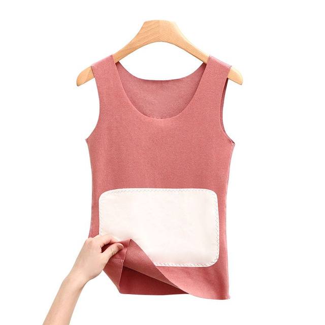 Autumn and winter belly, waist and waist, vulcan, no trace, warm vest female large size plus velvet thickened hot suscubar warm palace bottoming shirt
