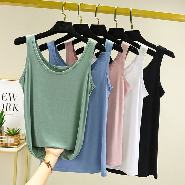 Modal camisole women's summer thin solid color sleeveless bottoming shirt, slim and versatile, simple inner U-neck top