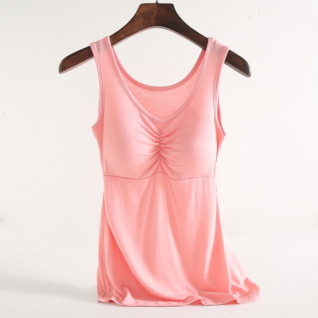 Modal's chest pad camisole vest female summer wild repair yoga clothing large -size underwear sleeveless base top