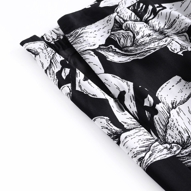 Temperature printed skirt for women in summer 2025 new high-end slim fit slit one-step skirt mid-length hip-cover skirt