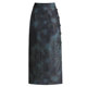 Retro double slit buckle one-step skirt for women 2025 spring and autumn new slim printed skirt mid-length hip-cover skirt
