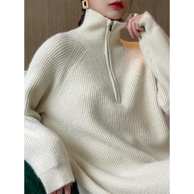 Autumn and winter half -high neckline thin dress female micro -fat size fat MM medium long loose and loose meat lazy wind knitted skirt
