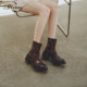 
Jiang Yan's same 73hours women's shoes movie scene 25 winter new style washed leather Chelsea short boots slim boots