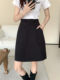 Large size retro gray suit skirt for women summer mid-skirt high waist pocket A-line skirt slim mid-length hip-cover skirt