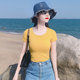 Korean version of summer new fashionable age-reducing ginger large round neck pure cotton slim short-sleeved T-shirt women's top Korean version ins