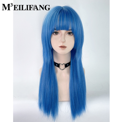 taobao agent Samurai head wig male and female blue jellyfish head wolf tail mullet long hair two-dimensional anime Japanese cos full headgear