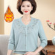 Middle-aged mother autumn and winter velvet knitted bottoming shirt warm top middle-aged and elderly women's all-in-one velvet thickened sweater