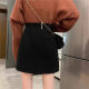 Black skirt autumn and winter large size women's high waist slim hip-packing one-step skirt fat mm versatile A-line zipper short skirt