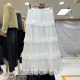 Super fairy sweet lace mesh fairy cake skirt long skirt 2025 early spring new Korean temperament versatile skirt