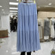 Korean solid color pressed pleated chiffon skirt for women in spring and summer 2025 new high-waisted pleated a-line long skirt