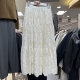 Brushed lace splicing thickened velvet skirt for women 2024 autumn and winter new style a-line long skirt retro large hem skirt