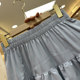 Retro contrasting plaid spliced ​​ruffled skirt for women in spring and summer 2025 new design a-line cake skirt