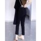 Plus size women's autumn and winter plus velvet thickening high waist slimming nine-point straight casual pants fat MM black cigarette pipe pants for women