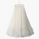 Spring versatile high-waisted lace oversized hem skirt solid color black ear splicing fairy skirt mesh long skirt slim skirt