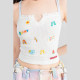KEIKO Sweetheart Hot Girls Backless Cross-Stretching Vest 2024 Summer White Embroidered Navel Short Top
