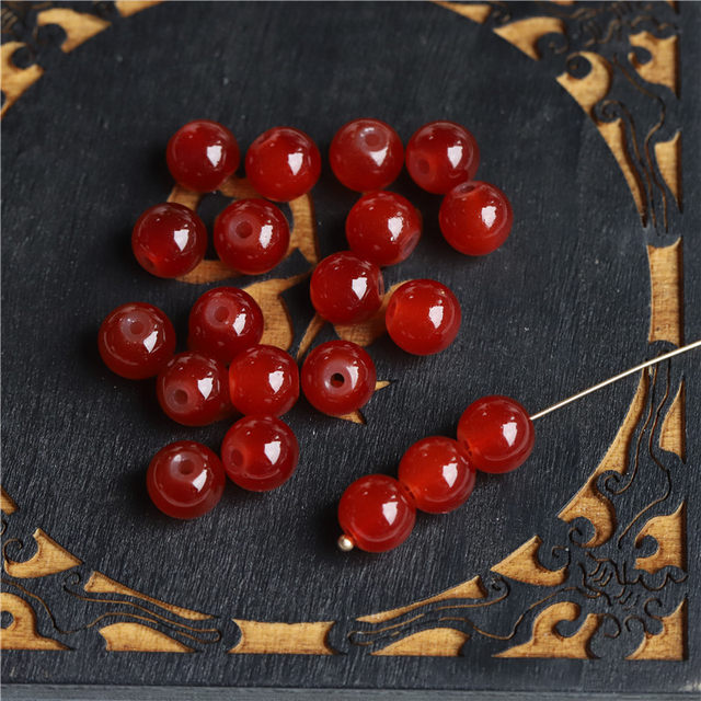 Imitation agate red glass lacquer beads DIY ancient style hair flowers and flowers pendant flower heart bud jewelry accessories
