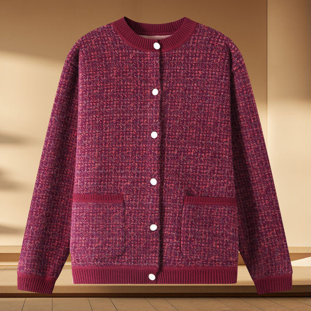 Fat mom plus size autumn and winter clothing plus velvet coat grandma plus fat loose thick top middle-aged and elderly woolen clothes for women