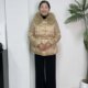 Middle-aged mother fox big fur collar down jacket women winter new middle-aged and elderly embroidered waist warm cotton jacket