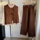 Mom wear new Chinese breasted vest knitted suit autumn style small fragrance style horse clip fashion three-piece set