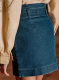 Spot French niche 22-year summer pure cotton retro denim wrap-style high-waist strapped large pocket A-line skirt