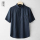 Summer thin pure linen short-sleeved T-shirt for men loose large size Chinese style cotton linen half-sleeved T-shirt and linen shirt
