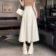 
On-white suit fabric skirt for women in spring and summer versatile drooping casual A-line skirt high-waisted slim mid-length skirt