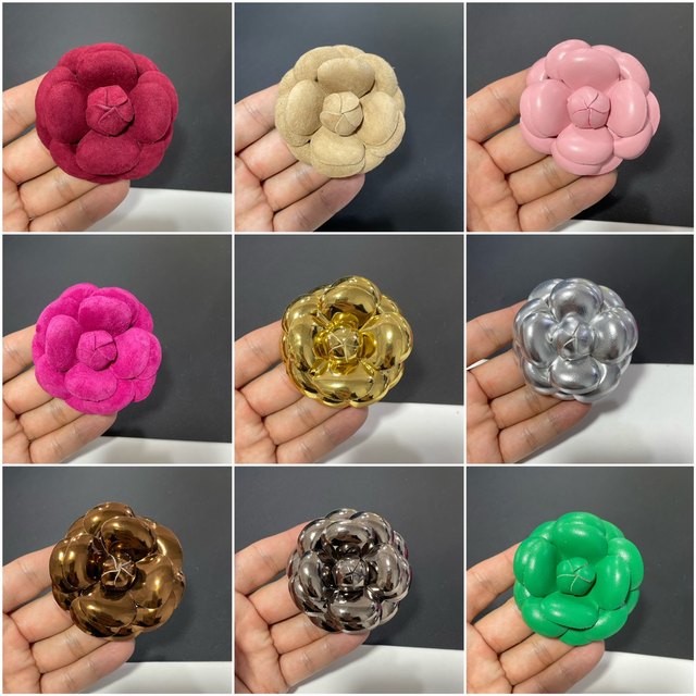 Full 6.1cm high-end thickened silk super-shaped flowers camellia small fragrance flower ornament bottom plus brooch head clamp
