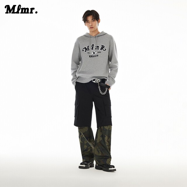 Mlmr autumn loose comfortable chest retro library pattern drawing hooded design knitwear sweater men's same paragraph
