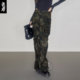 MLMR Autumn New Denim Camouflage Half-length Skirt for Women Trendy Personality Cool Retro One-Step Zipper Skirt