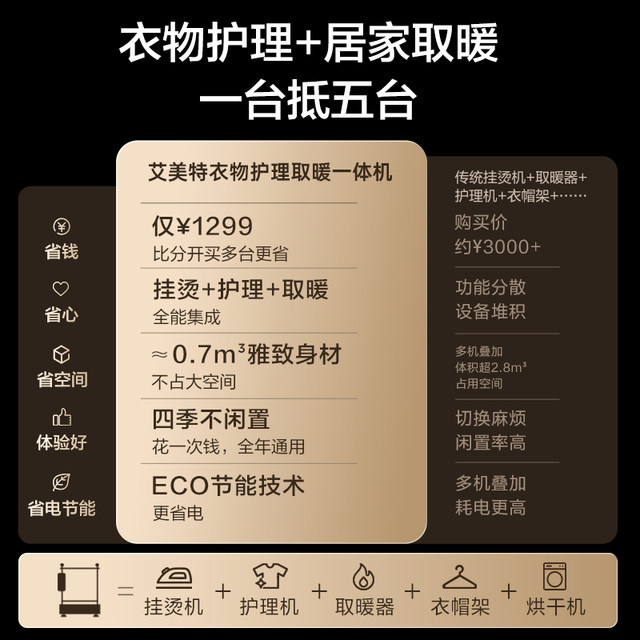 Amate Garment Ironing Dryer, Baseboard Heater, Clothing Care All-in-One Machine, Maternal and Infant Home Graphene Smart