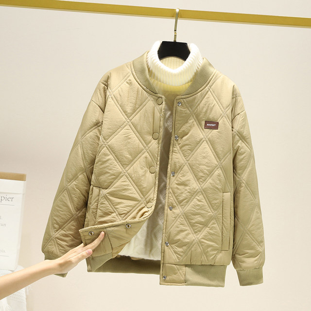 Diamond Cotton Clothing Women's Jacket Korean Style Slim Autumn and Winter New Small Stand Collar Cotton Short Baseball Clothing Cotton Jacket Women