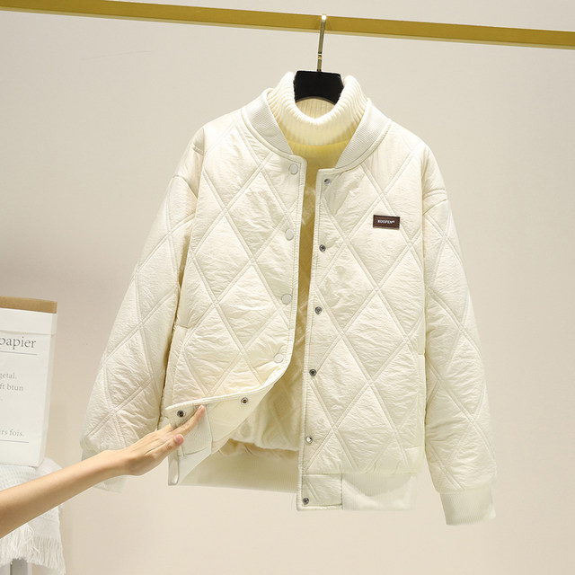 Diamond Cotton Clothing Women's Jacket Korean Style Slim Autumn and Winter New Small Stand Collar Cotton Short Baseball Clothing Cotton Jacket Women